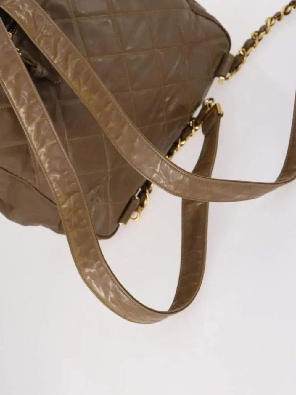 CHANEL Matelasse Backpack Coated Canvas Brown Gold CC Auth 142441
